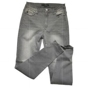 Kancan Jeans Womens 9 Distressed Mid Rise Skinny Charcoal Wash Streetwear Denim